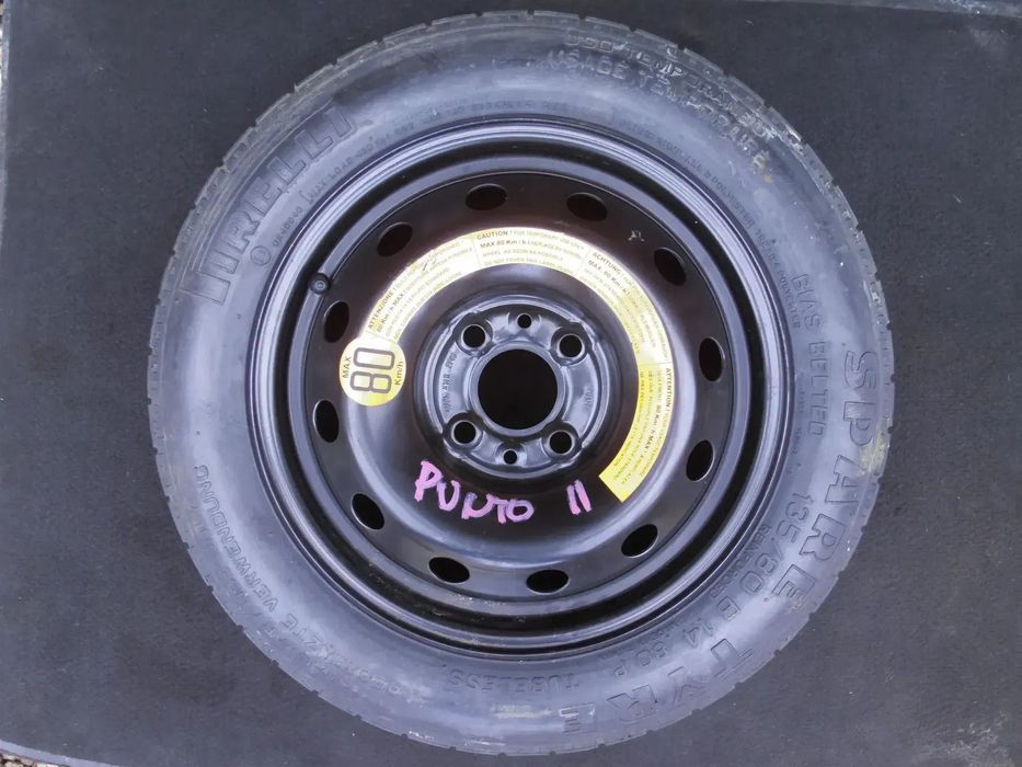 FIAT ORYGINALNE KOŁO DOJAZDOWE R14 4x98 ZAPASOWE DOJAZDÓWKA 14&quot; 135/80/R14 PIRELLI NIEUŻYWANE PUNTO II