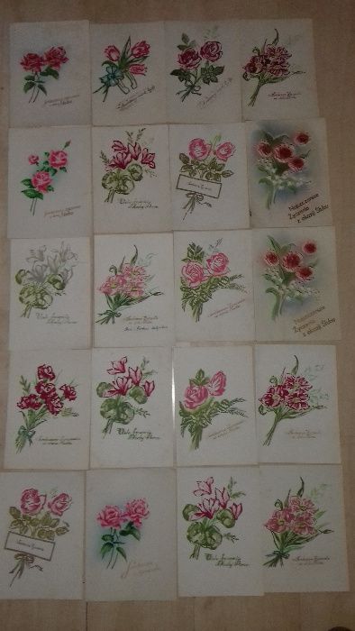 Stare ślubne kartki okolicznościowe duże 33szt.