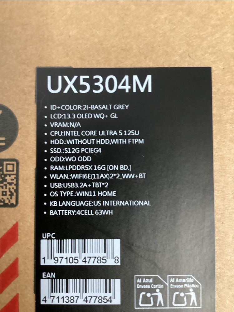Sklep jak nowy laptop Asus Zenbook UX5304M Intel core Ultra 5125U 512g