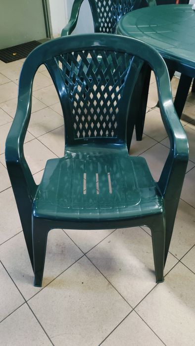 Meble ogrodowe 6+1 stół krzesła i parasol zielony nowe