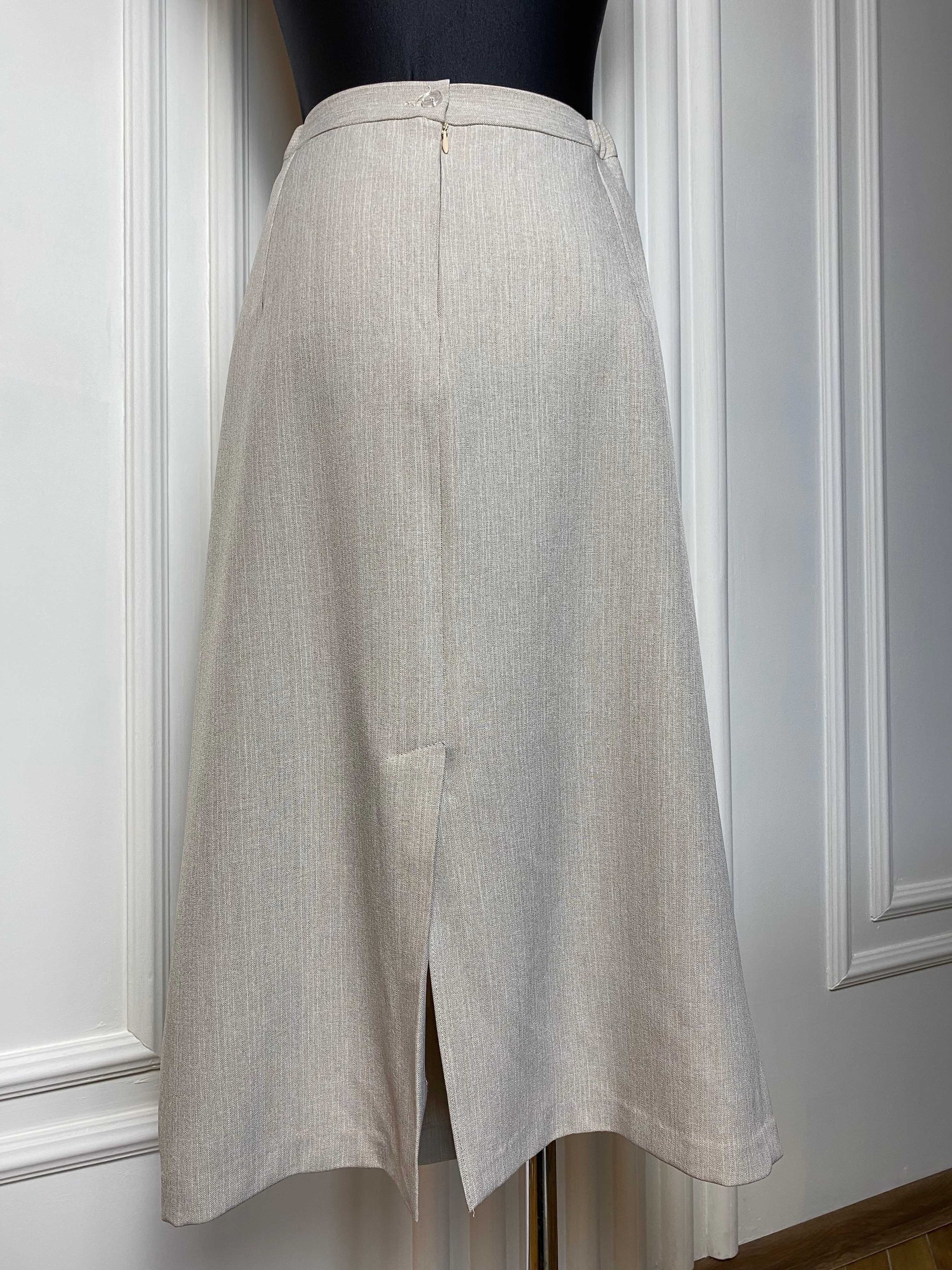 Spódnica długa midi szara na suwak plus size 48 4XL  elegancka