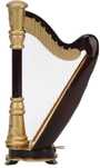 Drewniany mini model Harfy z etui,dekoracja domu,ornament,16 cm (42b)