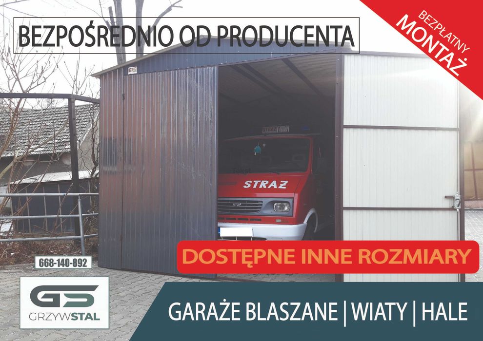 Garaż Blaszany - Wiata Blaszana , Hala Magazynowa , HALE - GRZYWSTAL