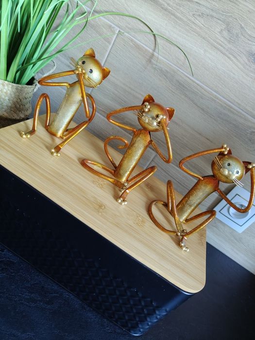 Zestaw 3 szt Kotki metalowe nie widzę nie słyszę nie mówię