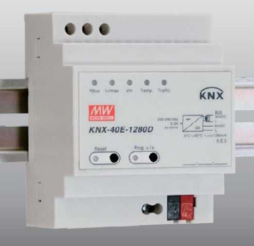 Mean Well KNX-40E-1280D EIB KNX Fonte de Alimentação com Diagnostico