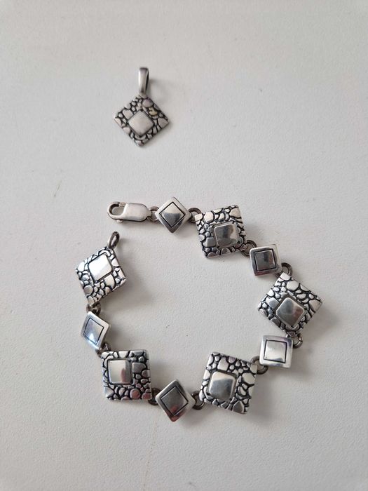 Srebrna bransoletka + zawieszka