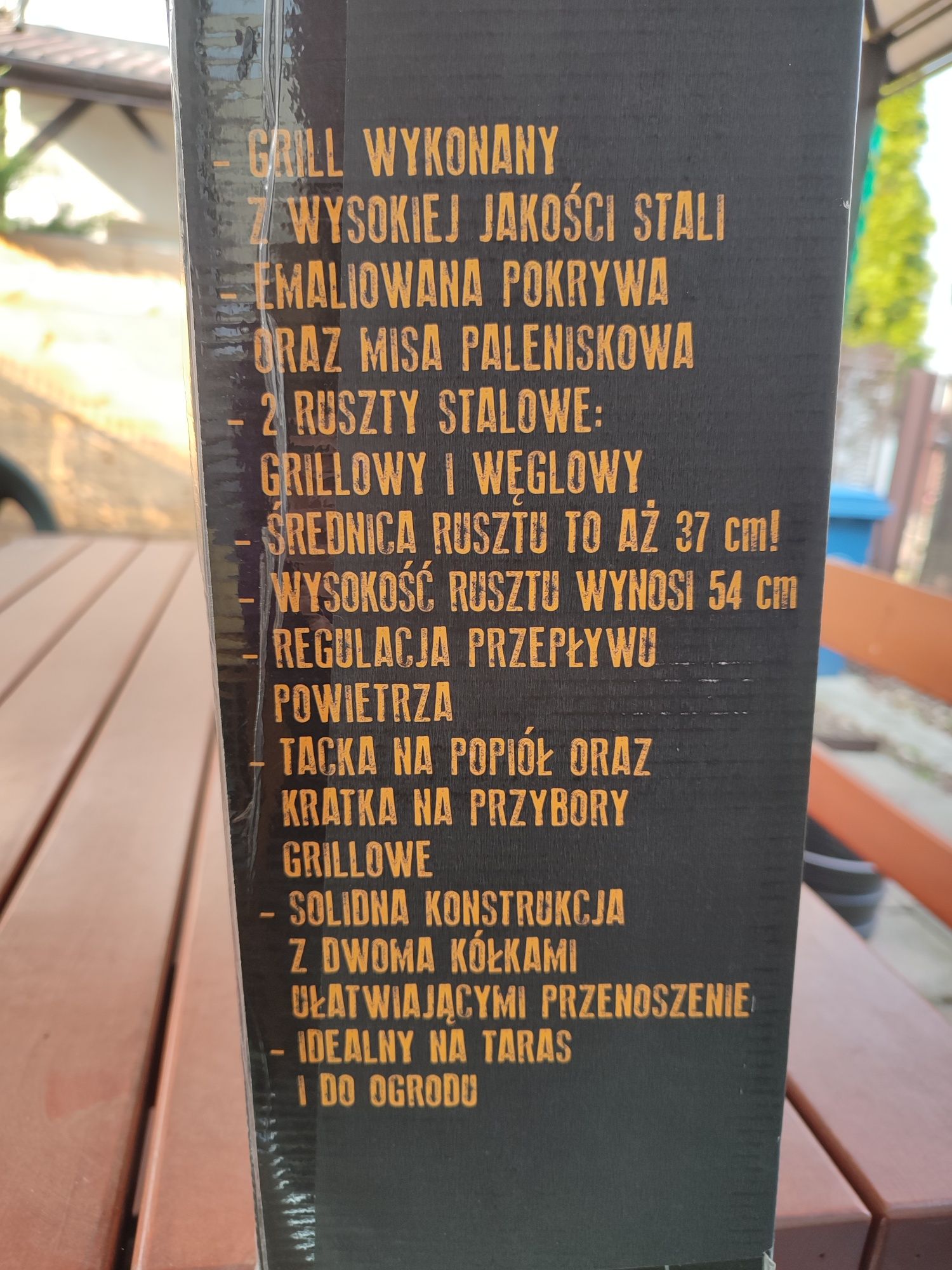 Nowy grill bbq chromowany ruszt grillowy duży średnica 37 na kółkach