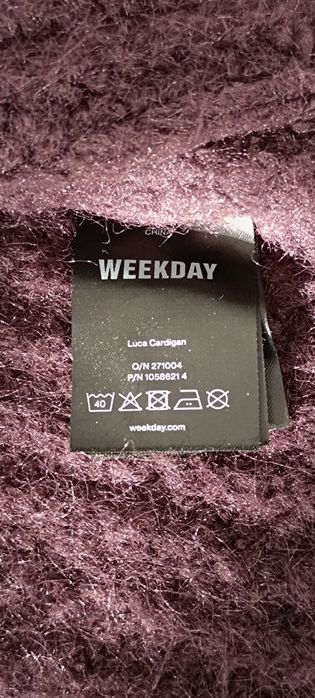 Gruby Sweter Premium Kardigan Model "Luca" Fiolet WEEKDAY rozmiar L