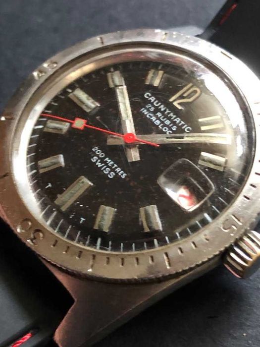 cauny caunymatic automático 25 rubis antigo relógio todo em aço pulso