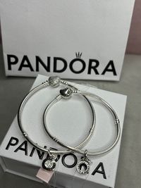 Браслет Pandora + шарм в ПОДАРУНОК Пандора срібло