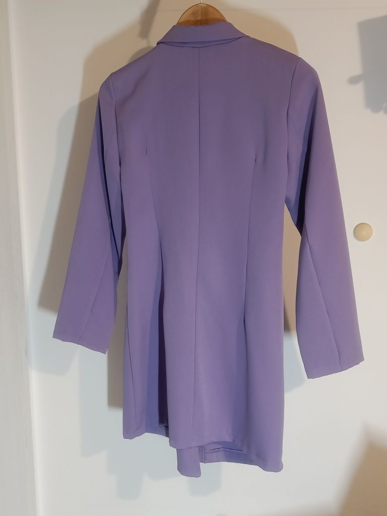 Elegancka sukienka marynarka marszczona fioletowa Lily Rose