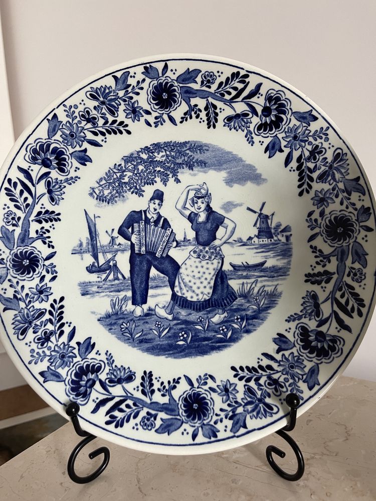 Kolekcjonerski talerz Delft Holandia stara ceramika porcelana antyk