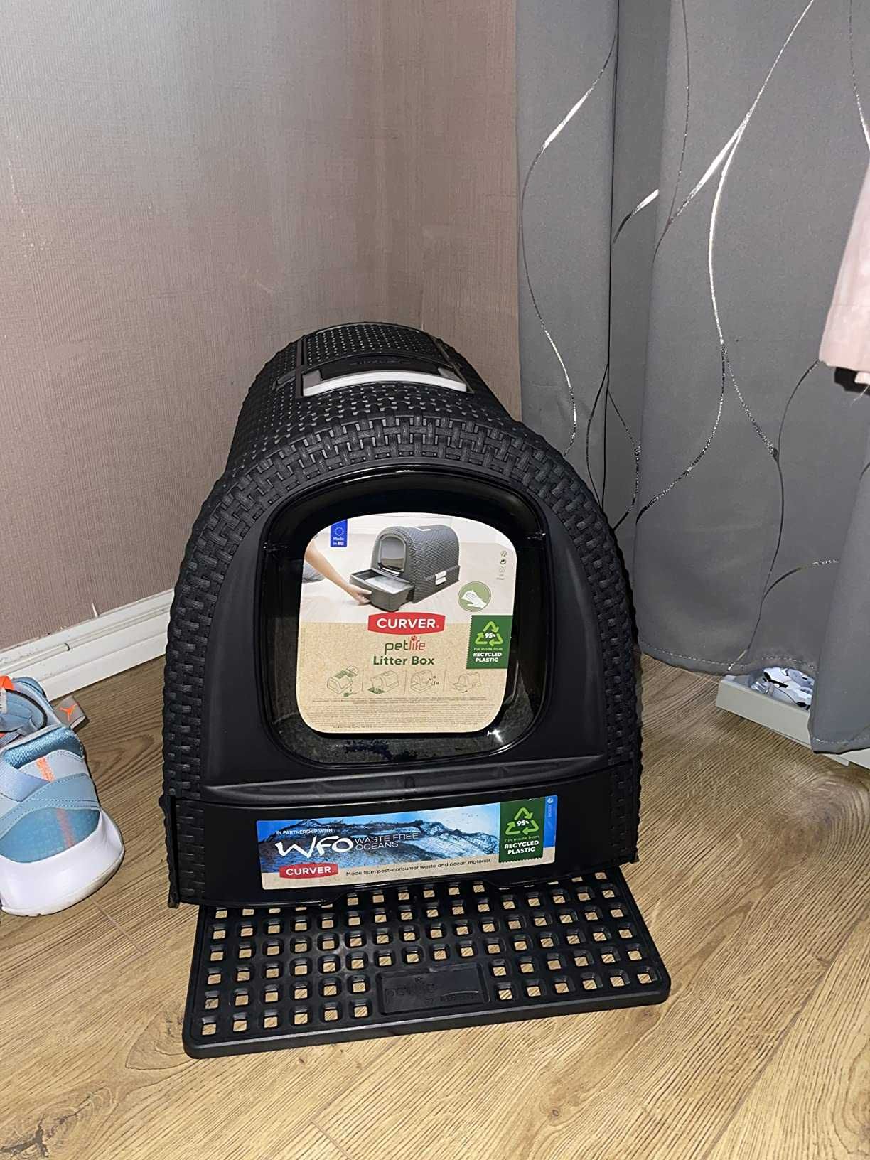 Nowoczesna kuweta dla kota kot dom zwierzęta ciemna duża rattan