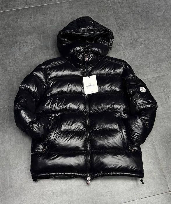 Пуховик Moncler Glossy мужской женский оригинал нова чорна глянец