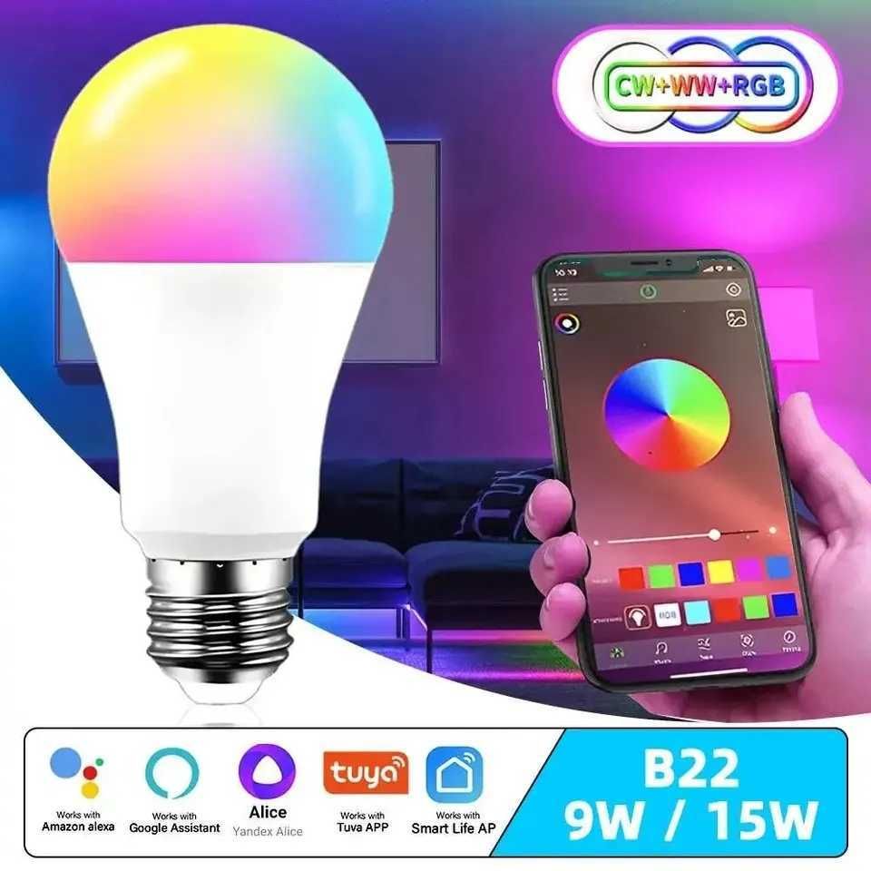 Żarówka Tuya Smart LED 15W WiFi RGBCW smart dom .
