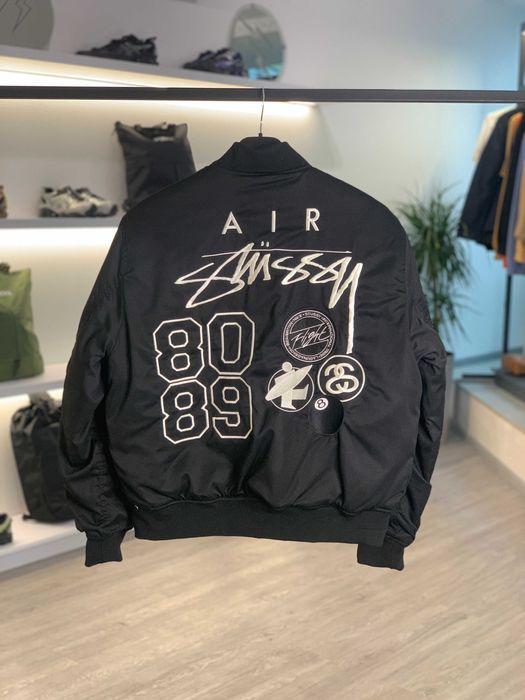 Куртка Stussy x Nike Reversible Varsity Jacket Medium Black/Sail