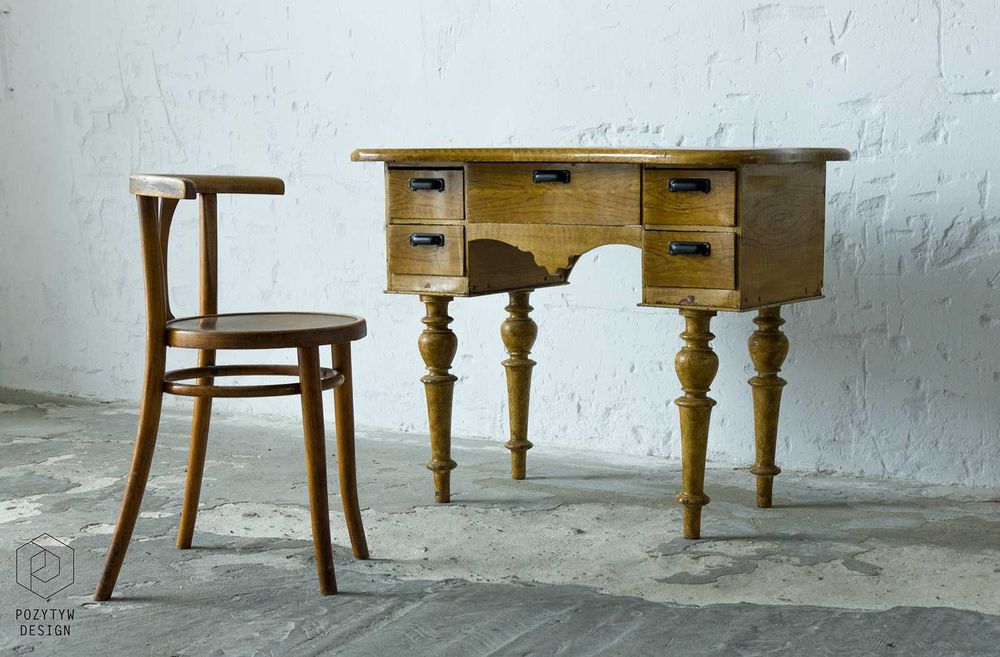 Stare biurko antyczne drewniane vintage retro toaletka