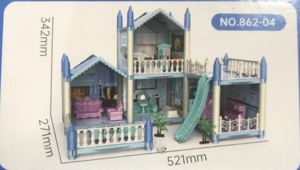 Будиночок для ляльок  (2 поверхи, меблі, собачка 5см, 862-04/462-04