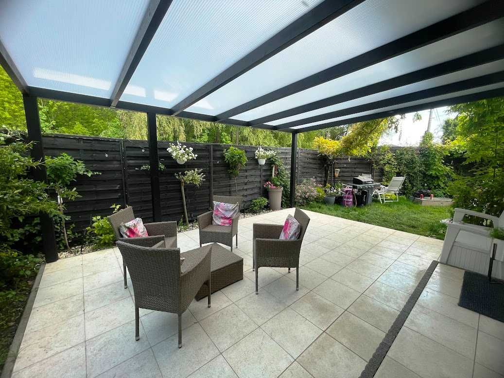 Drewniana pergola, wiata, taras, BSH, drewno klejone