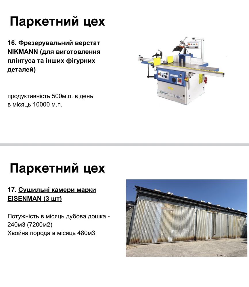 Продаж діючої пилорами та деревообробного виробництва