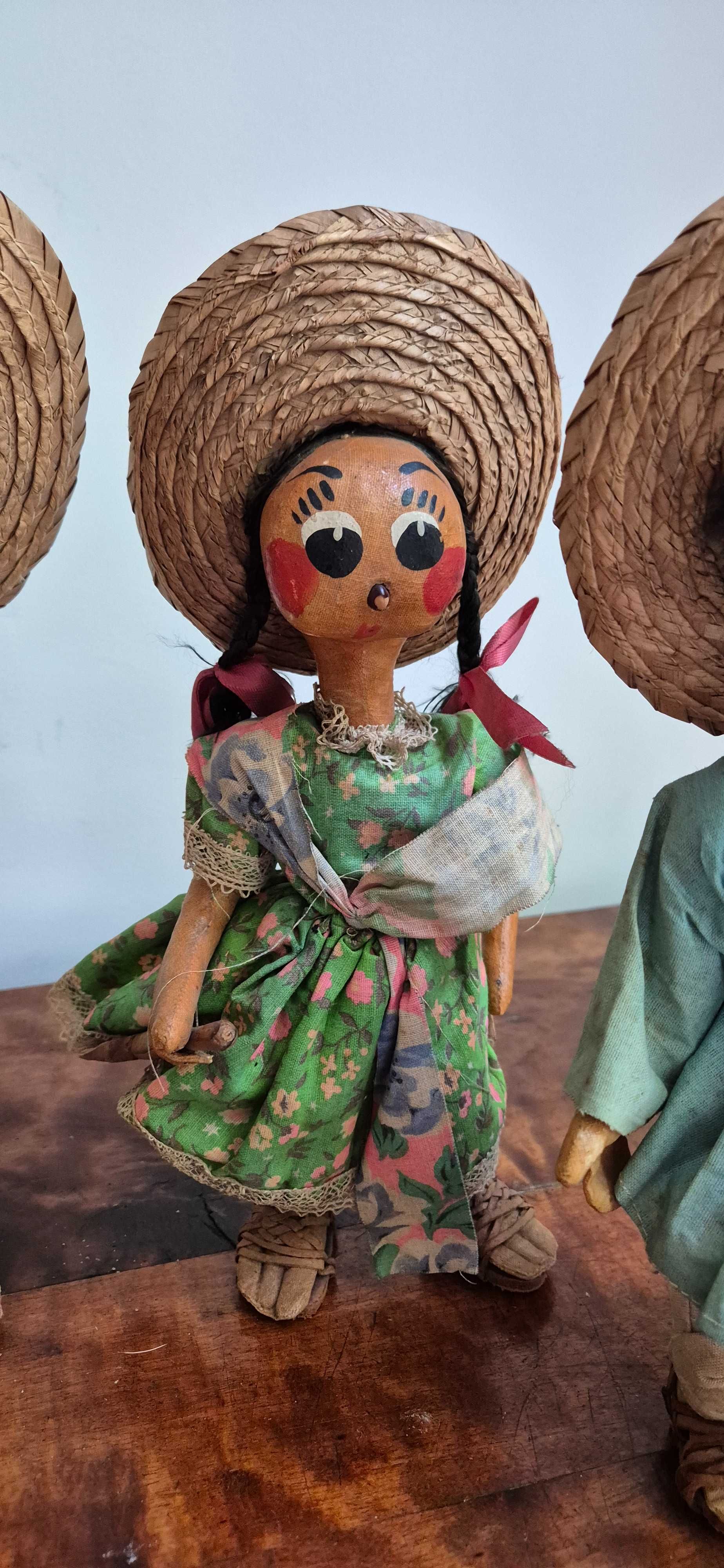 Kolekcjonerskie stare lalki paper mache Meksyk zabytek unikat dekor