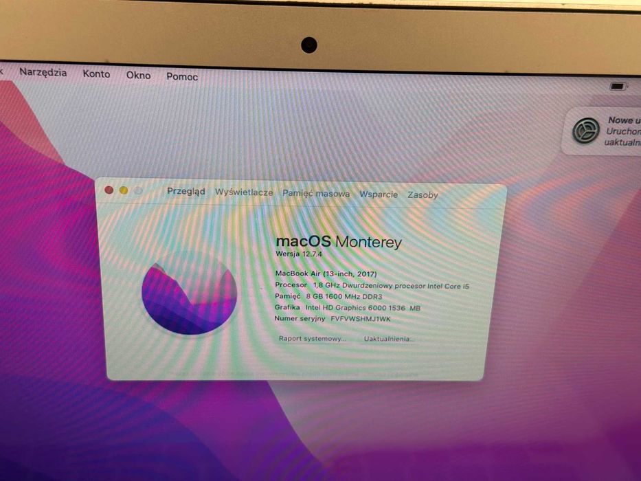 Laptop MacBook Air 13,3 " Intel Core i5 8GB / 128GB srebrny / RATY