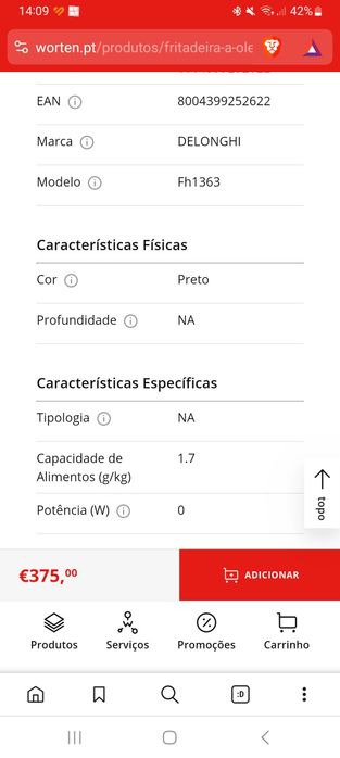 Fritadeira a Óleo DELONGHI Fh1363

(1.7 kg - Preto)