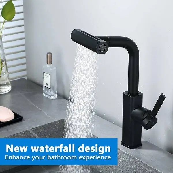 Змішувач на кухню з витяжною лійкою чорного кольору Epelli Nero