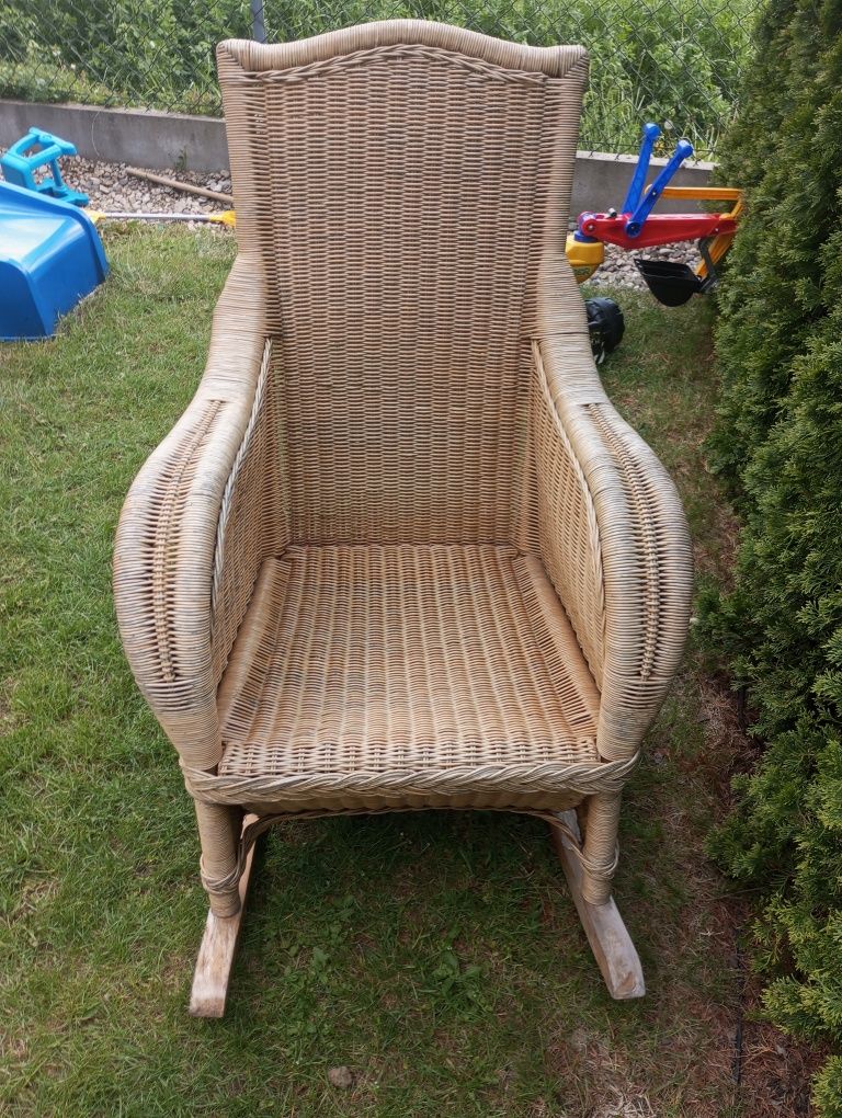 *** Fotel bujany RATAN bujak ratanowy RETRO z podnóżkiem