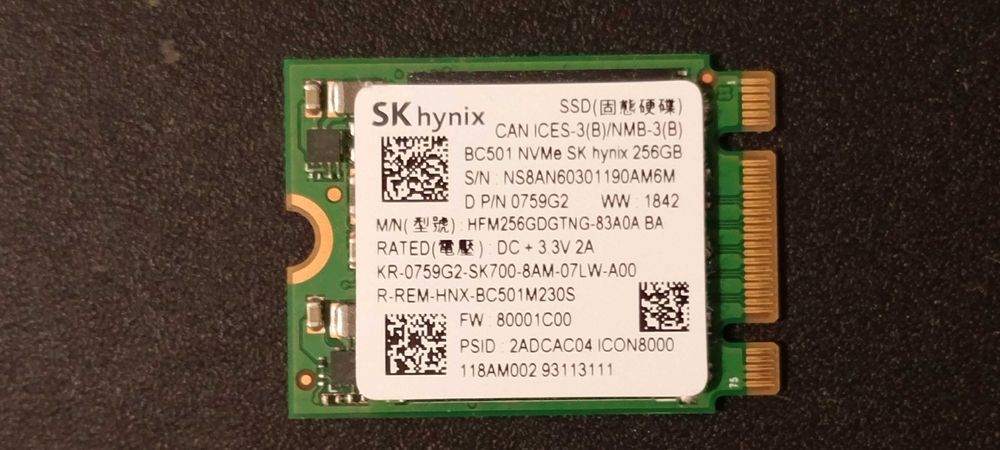 SSD диск SK hynix BC501 256 ГБ M.2 2230 NVMe PCIe 3/4 SATA3 1600 МБ/с