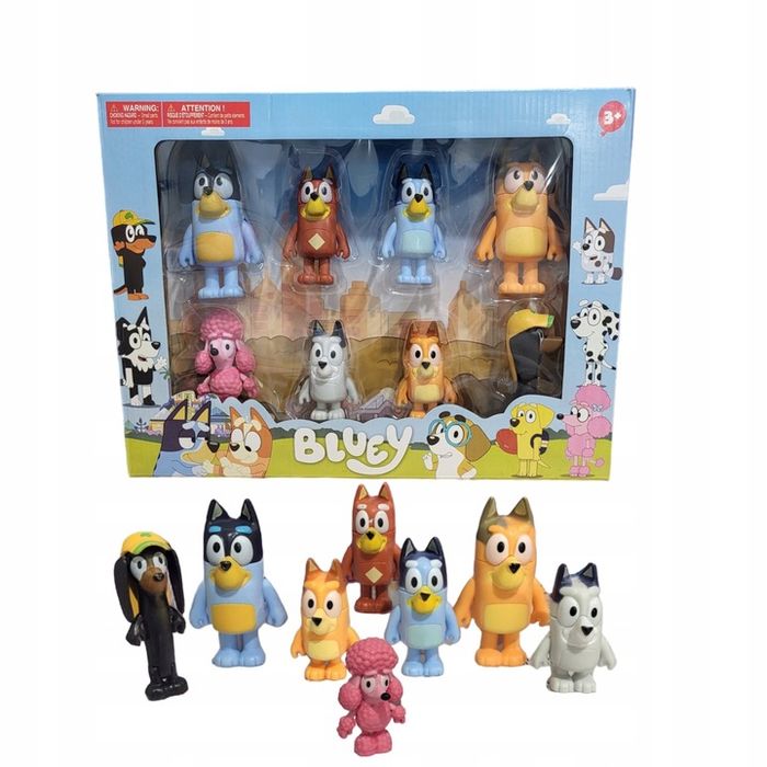 Zestaw Figurek Z Bajki Bluey & Family Rodzina Bing Przjaciele Zabawa 8