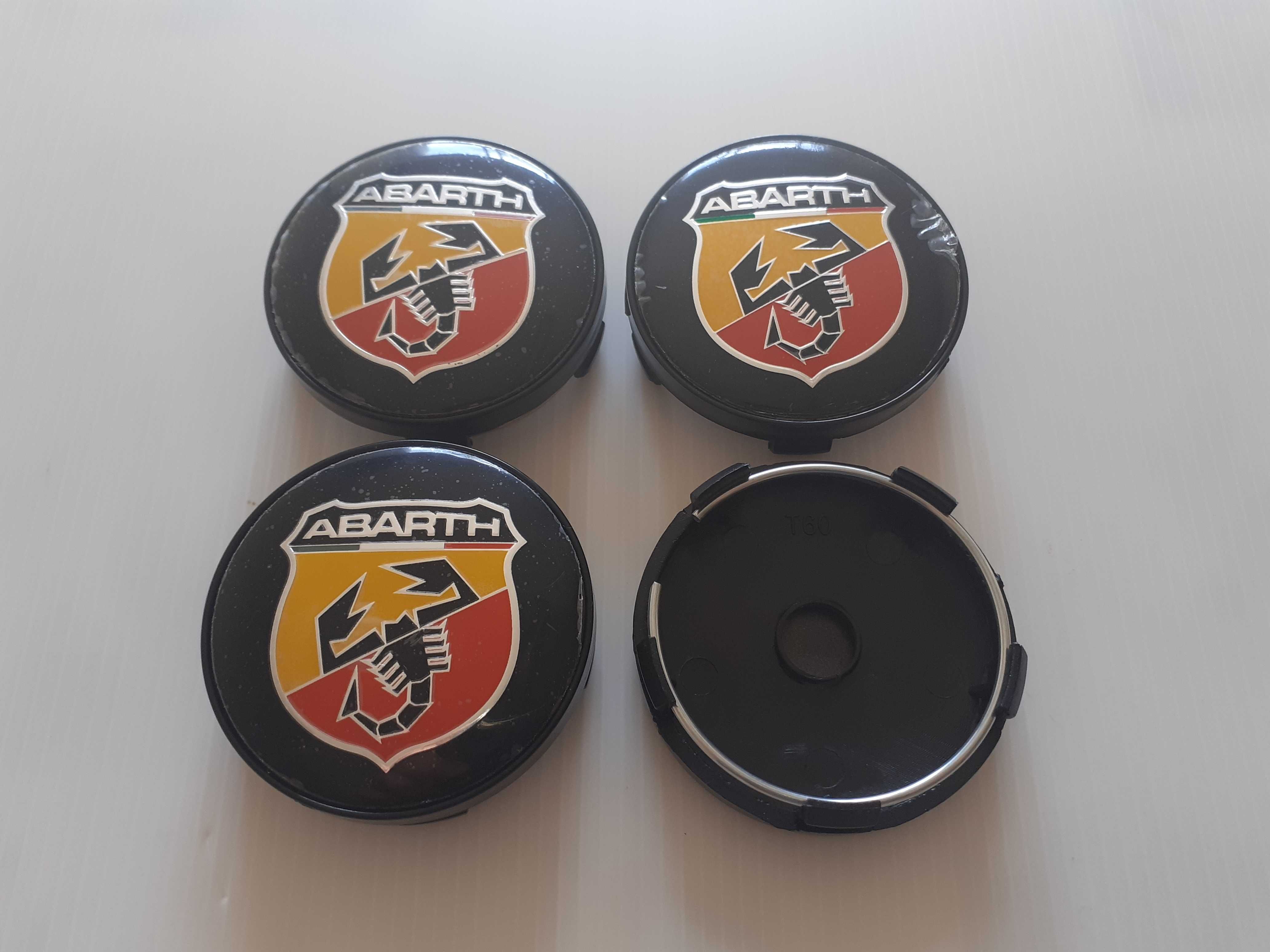 Centros/tampas de jante com 50, 56 e 60mm e símbolos Abarth