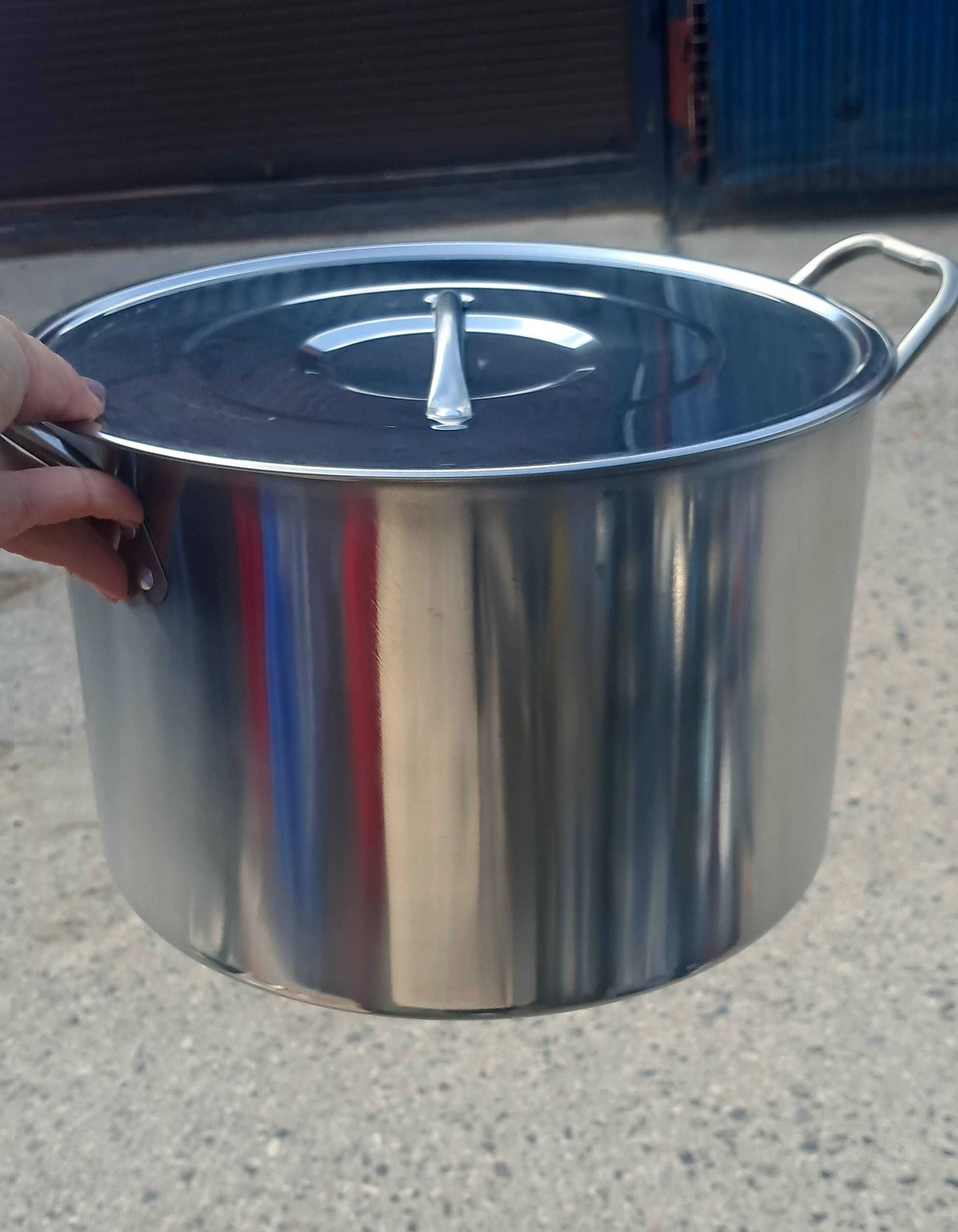 GARNEK stalowy z pokrywką duży pojemność 12,5 litra średnica 28cm w21