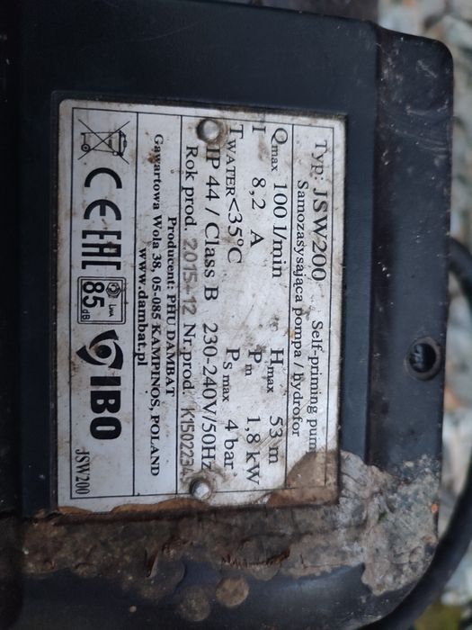 Pompa 230V komplet do nawodnienia , duża wydajność , akcesoria.