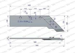 Lemiesz 1024 4-skibowy z dłutem,grubość 12mm Unia stal borowa WARYŃSKI