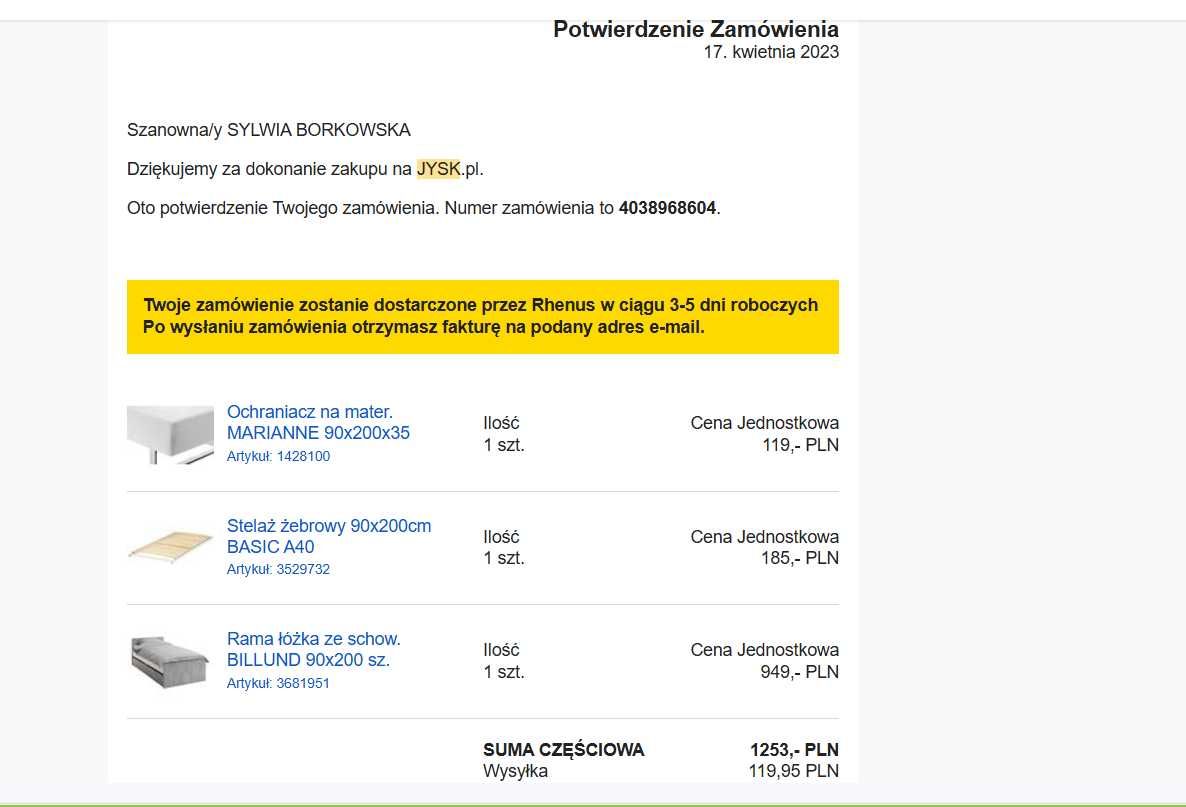 Łóżko z szufladami rama+ stelaż żebrowy +materac