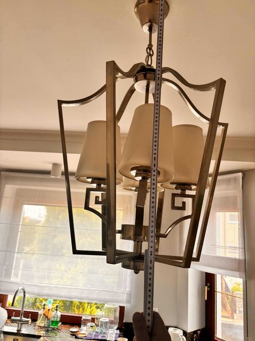 Lampa - srebrny żyrandol z kloszami 60cm