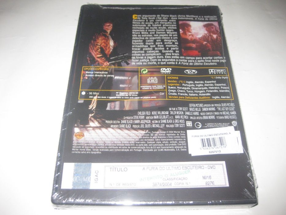 DVD "A Fúria do Último Escuteiro" com Bruce Willis/Selado!