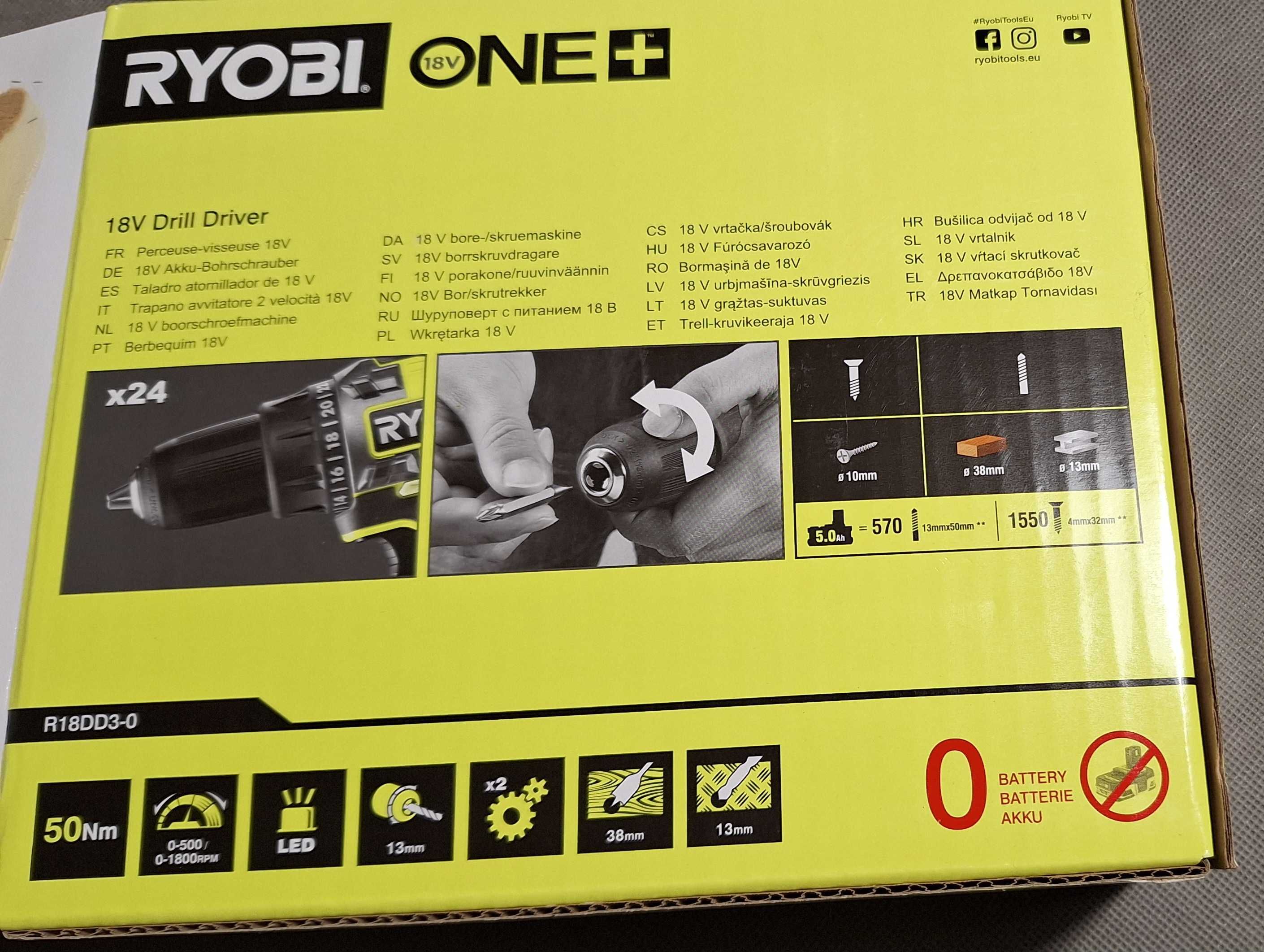 Wiertarko wkrętarka Akumulatorowa Ryobi R18DD3-0 50Nm One+ 18V