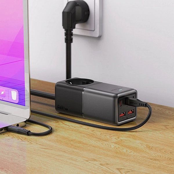 Ładowarka biurkowa Acefast Z2 GaN 75W PD 3x USB-C 2x USB-A - czarno-sz
