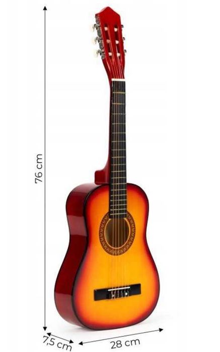 Gitara Gitarka Dla Dzieci Klasyczna Duża Drewniana Na Prezent *okazja*