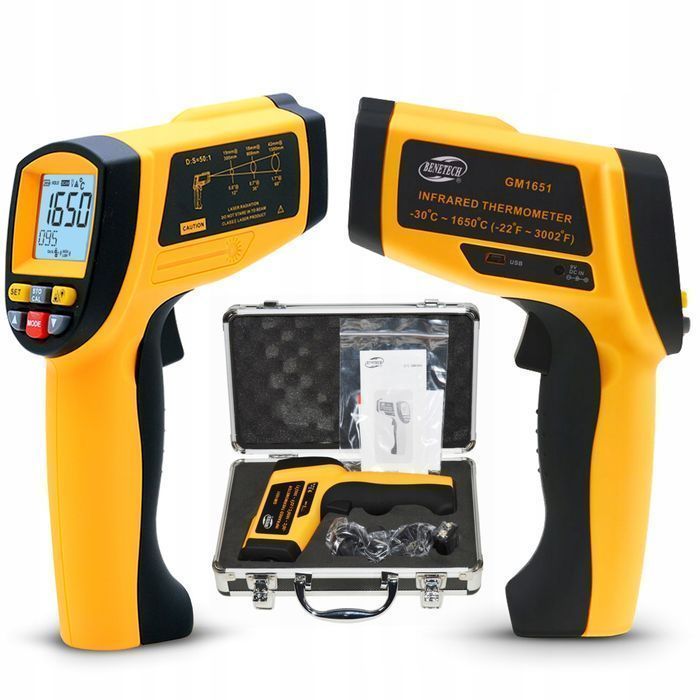 Pirometr Termometr Laserowy Bezdotykowy +1650C USB