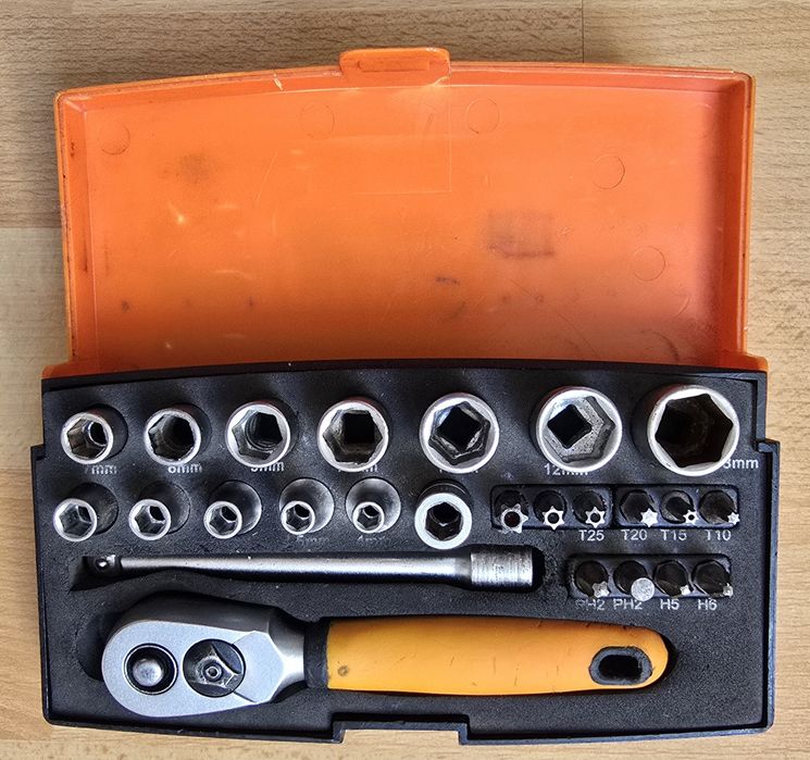 BAHCO SL25 Klucz Grzechotka 1/4 + Nasadki 4-13 Bity 25 Elementów ŁADNE