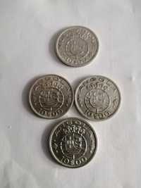 4 moedas prata de 10 escudos, e 5 réis de D. Carlos 1897.