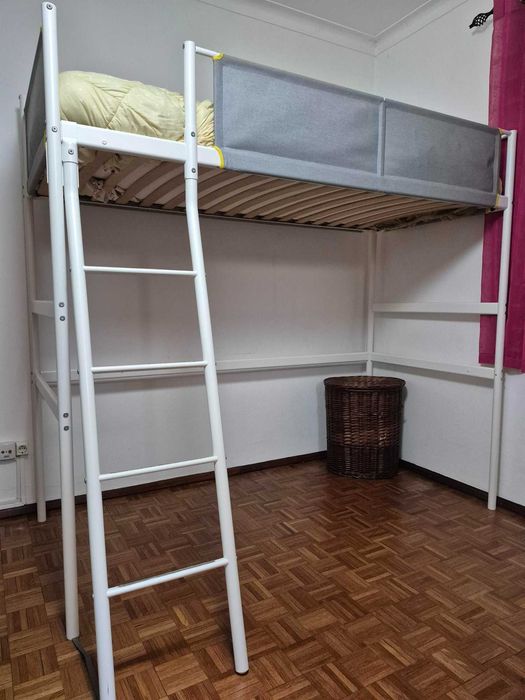 Cama alta de metal 90cmx200cm (branca)