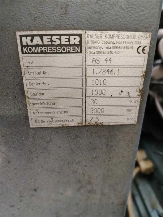 SPRAWNA!!! Sprężarka KAESER AS44, 30kW, 4.35m3/min, 7.5 bar, S015278