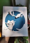 Płaskorzeźba "Ptaszek i magnolia", obraz 3D