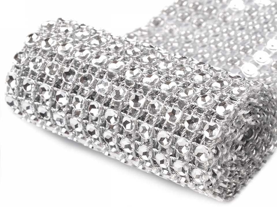 Taśma diamentowa cyrkoniowa srebrna pas 58mm 9m