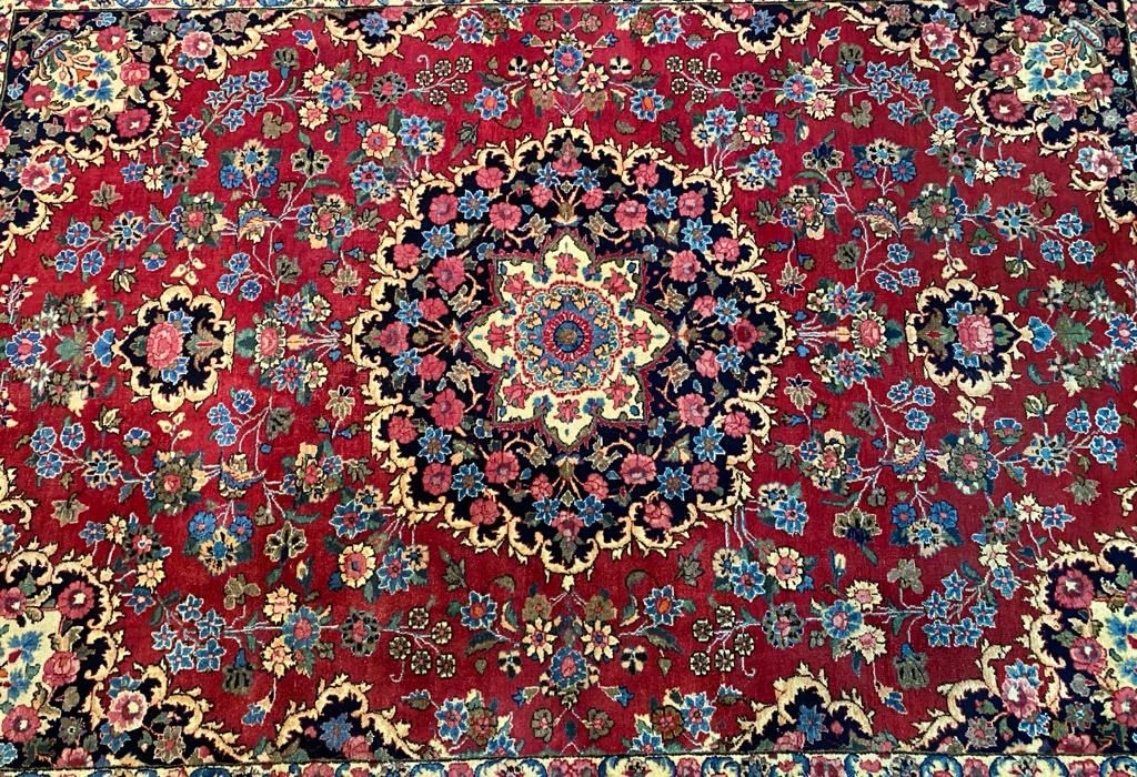 Sygnowany Meshed 340 # 255 Perski dywan ręcznie tkany z Iranu