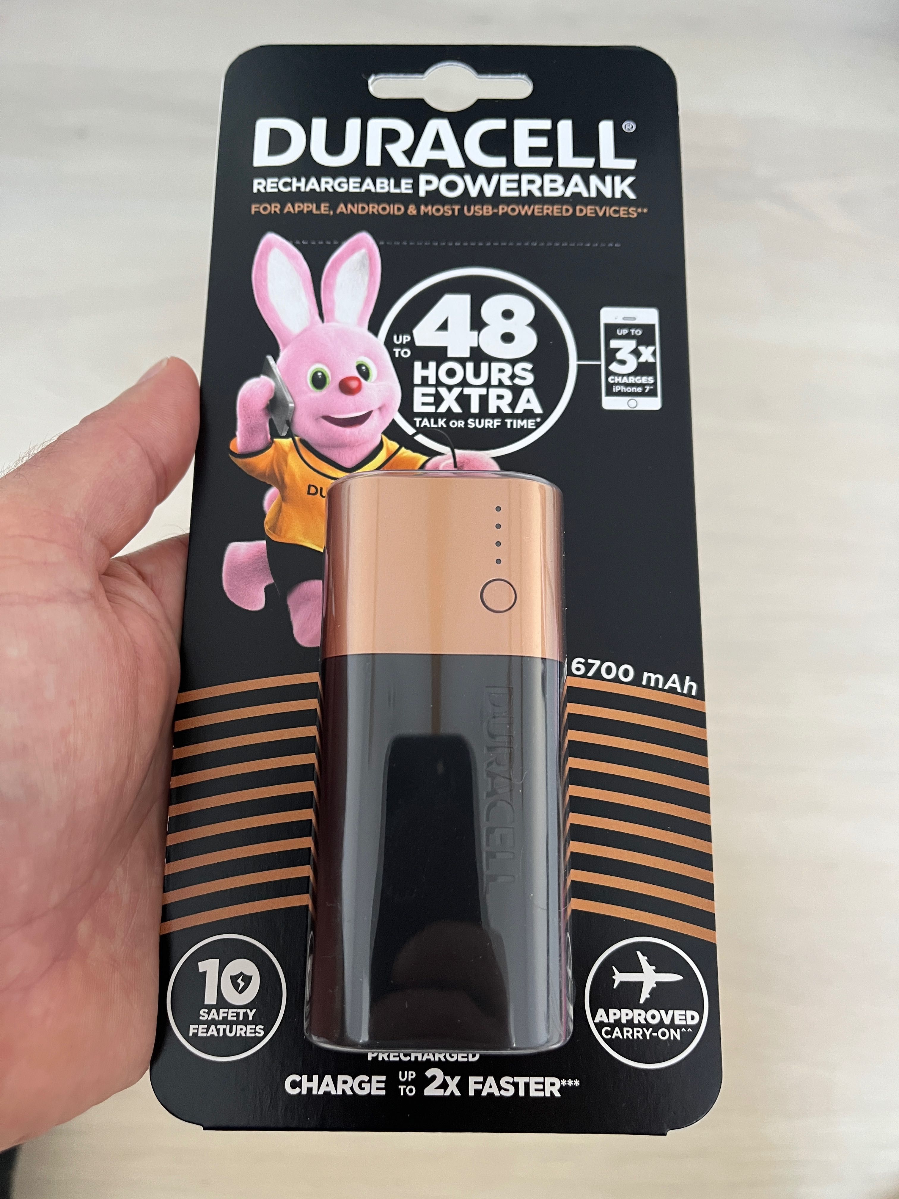 Powerbank Duracell 6700 mah do każdego telefonu, bezpieczny.